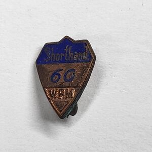 Shorthand 60 WPM Badge Vintage Typing Award Lapel Pin Enamel